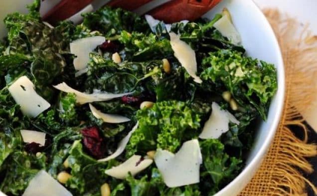 Massaged Kale Salad with Pine Nuts & Dried Cranberries
