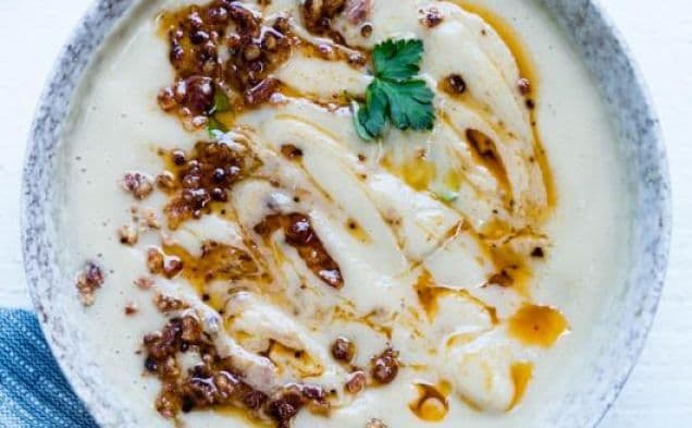 Healthy Cauliflower Soup with Bacon and Chili Oil