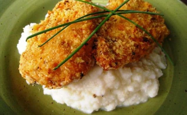 Baked Fried Chicken With Cauliflower Mash