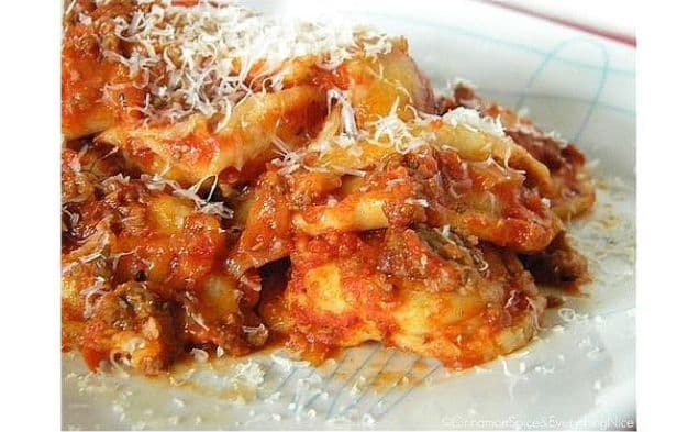Baked Ravioli & Meat Sauce