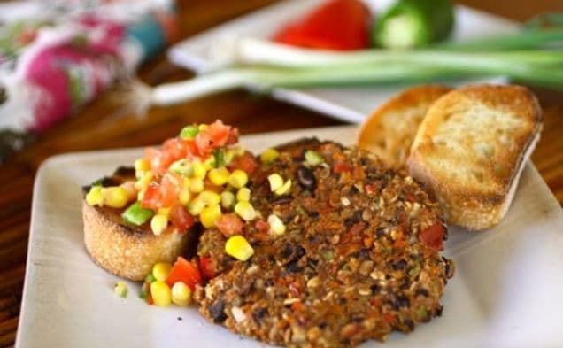 Black Bean and Veggie Burgers with Corn Salsa