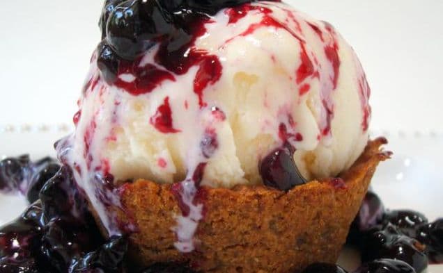 Blueberry-Lavender Sauce and Ginger Snap Ice Cream Cups