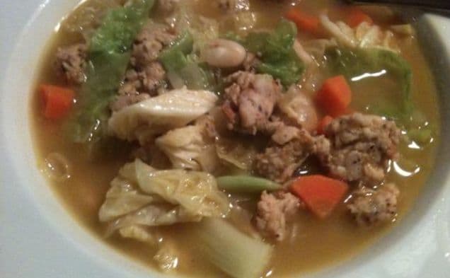 Chicken Sausage, White Bean and Cabbage Soup
