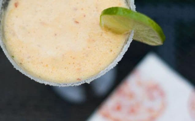 Fresh Peach Margarita With Lime Sugar