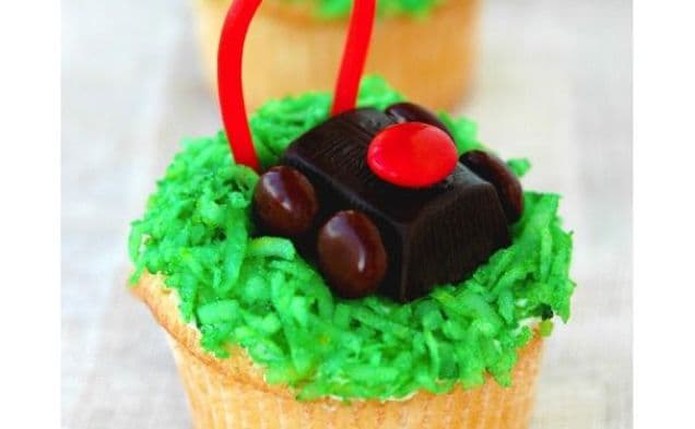 Lawnmower Coconut Cupcakes