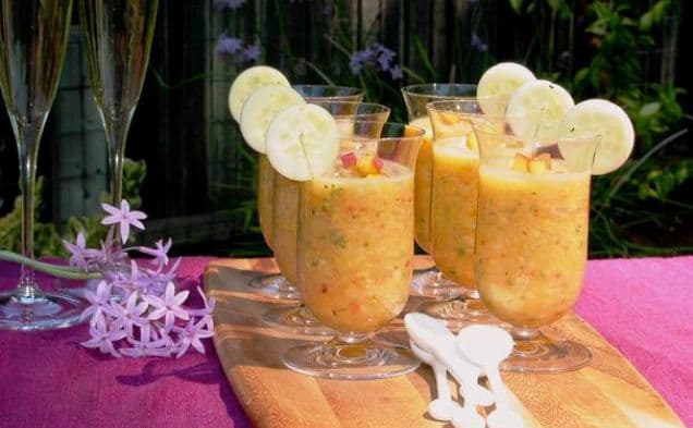 Organic Peach, Cucumber & Golden Tomato Gazpacho