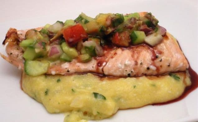 Salmon With Orange Salsa and Pomegranate Glaze