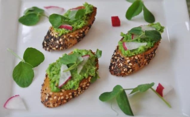 Vegan Pea and Mint Pesto Bruschetta
