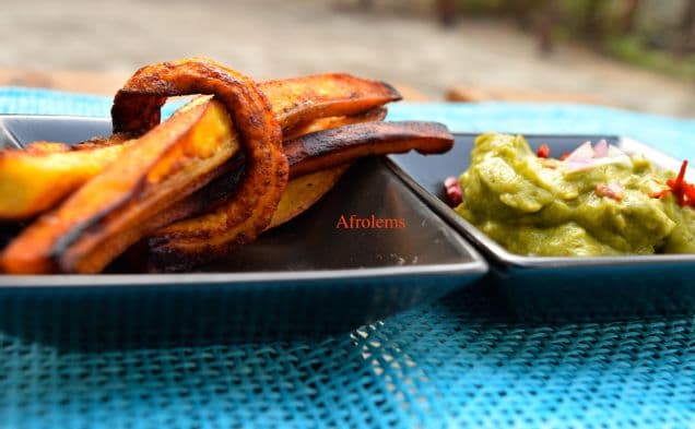Buttered Plantain Fries and Seasoned Avocado