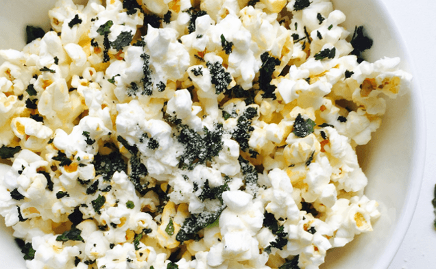 Parmesan Kale Chip Dusted Popcorn