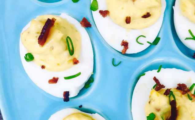 Bacon Scallion Deviled Eggs