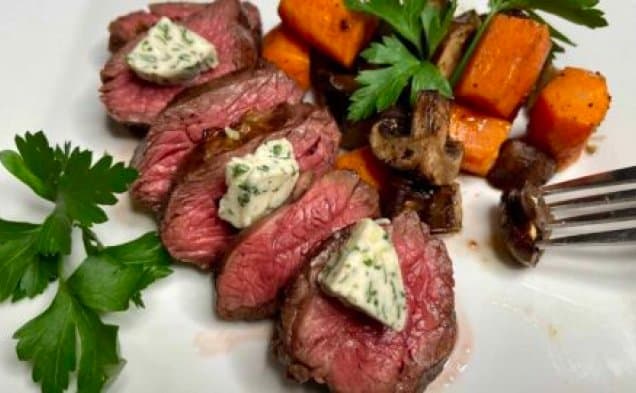 Sheet Pan Dinner: Hanger Steak with Mushrooms and Carrots