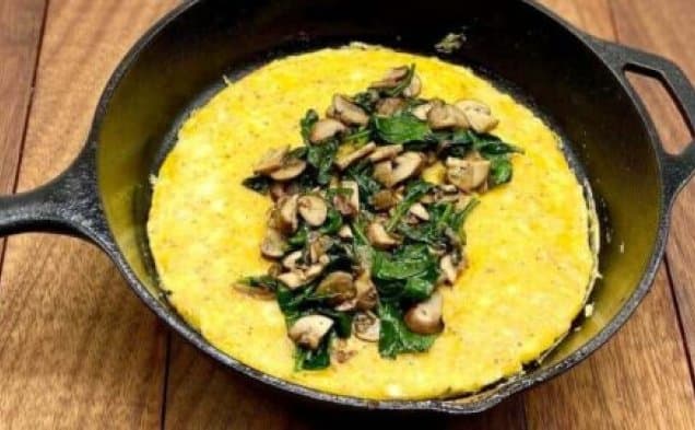 Spinach Mushroom Omelette with Parmesan