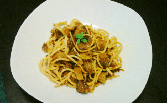 Caponata Style Celery Spaghetti