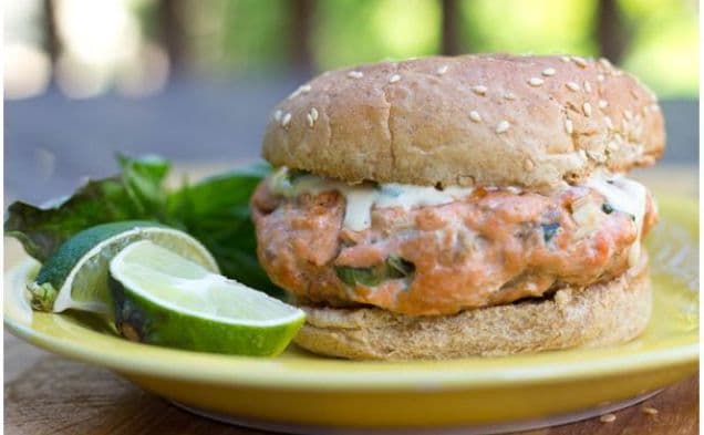 Asian Salmon Burgers With Tangy Ginger Lime Sauce