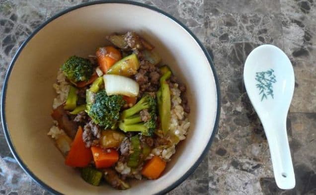 Asian Vegetable Stir Fry With Ground Beef