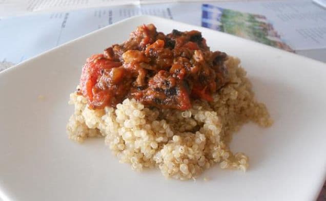 Beef and Tomato Curry Over Quinoa