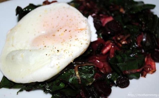 Beet Greens and Poached Eggs