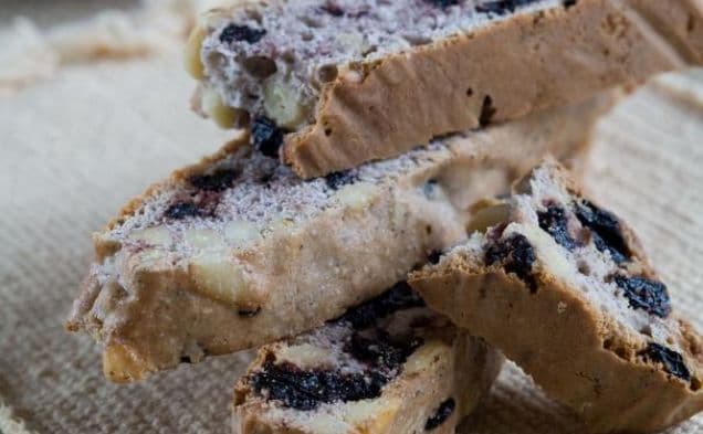 Blue Cornmeal Dried Blueberry and Pinon Nut Biscotti