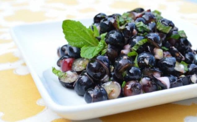 Blueberry Ginger Salsa with Grilled Halibut