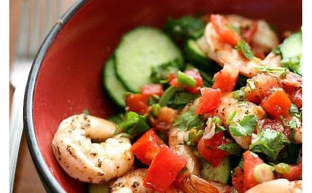 Cajun Shrimp and Marinated Cucumber Salad