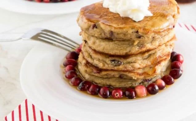 Caramelized cranberries coconut pancakes