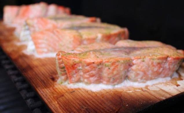 Cedar-Planked Salmon With Mustard Dill Sauce
