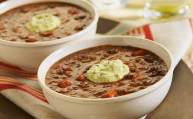 Chipotle Black Bean Soup with Avocado Cream