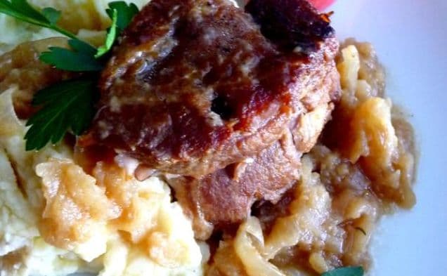 Cider-Braised Pork Shoulder With Caramelized Onion and Apple Confit