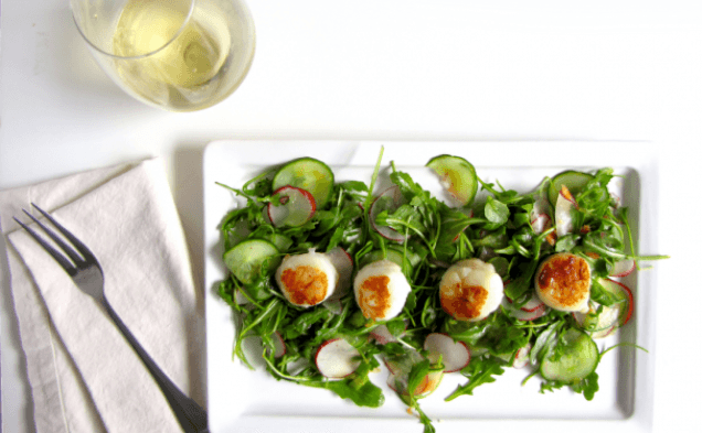 Citrus Arugula Salad with Seared Scallops