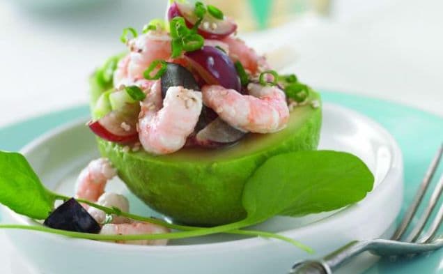 Coastal Avocado Salad with Grapes and Shrimp