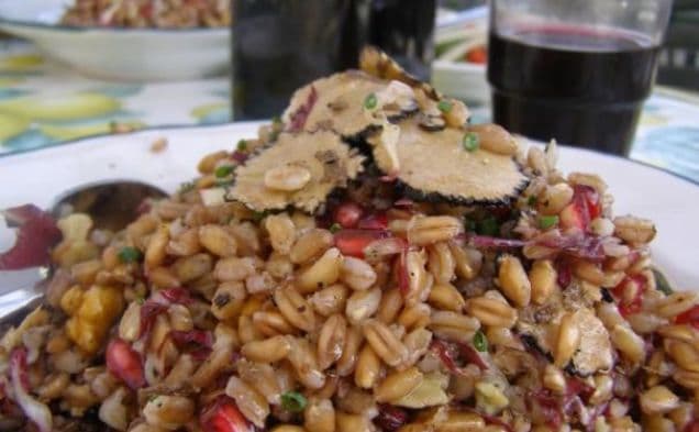 Fall Farro Salad with Pomegranate, Walnut & Truffles