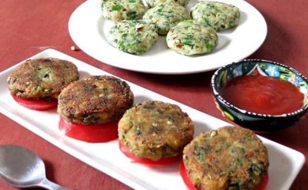 Gingery spinach and potato patties