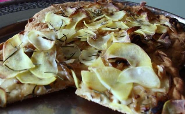 Golden Potato and Caramelized Onion Flat Bread Pizza