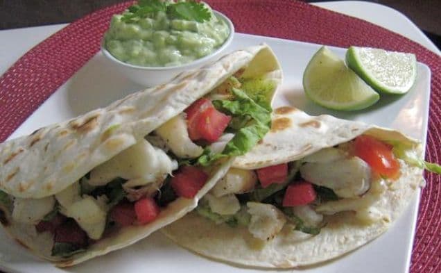 Grilled Fish Tacos with Spicy Tequila-Lime Guacamole