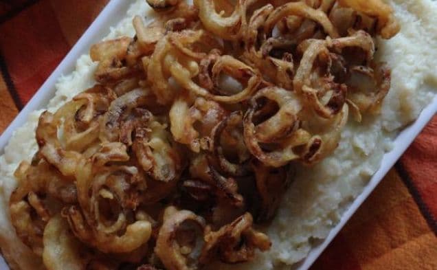 Mock Mashed Potato with crispy onions and shallots