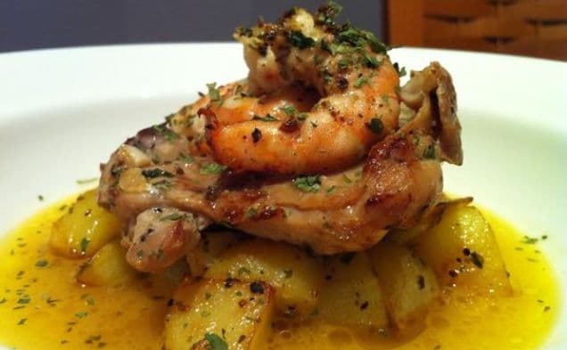 Oriental Surf and Turf - Chicken and Shrimp With Cubed Potatoes