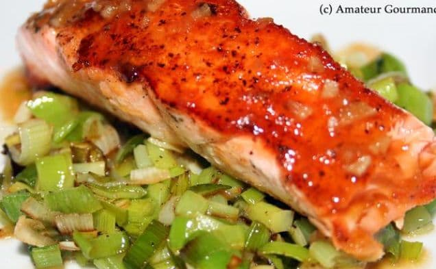 Pan-Seared Salmon With Orange-Miso Reduction