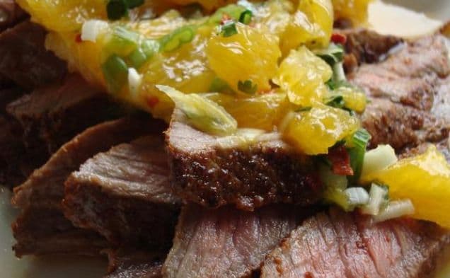 Paprika and Coriander Rubbed Steaks With Orange-Coriander Salsa