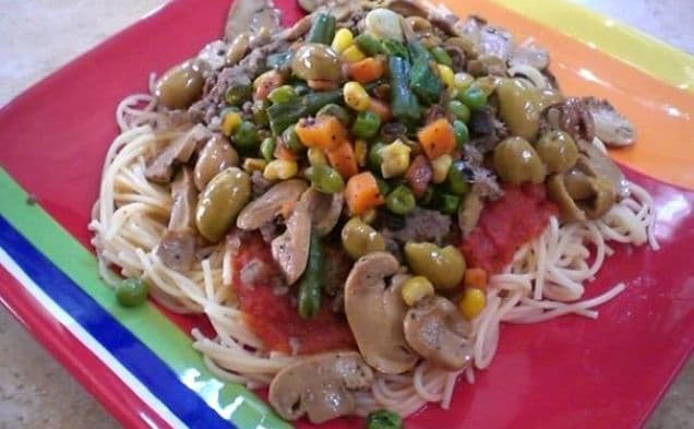 Pasta With Roasted Vegetables & Greek Olives