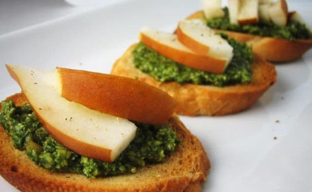 Pear and Pesto Crostini