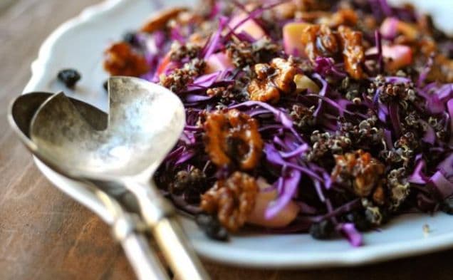 Red Cabbage Salad with Quinoa, Blueberries & Cinnamon Walnuts