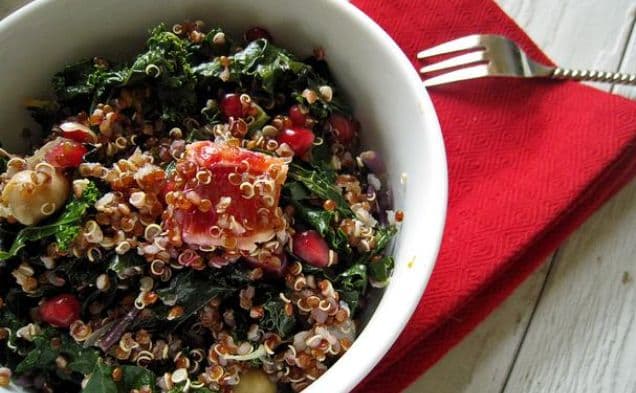 Red Quinoa, Kale, Blood Orange and Pom Salad With Meyer Lemon Vinaigrette