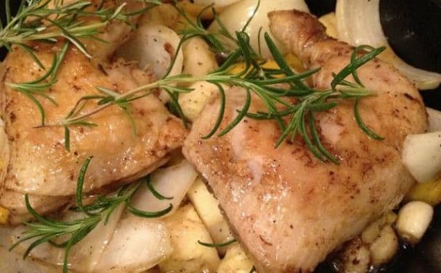 Roast Chicken with Apples and Rosemary