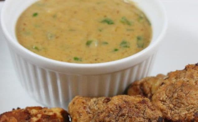 Shrimp Fritters With A Peanut and Coconut Sauce