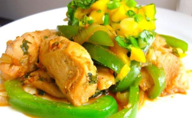 Spicy Coconut Chicken With Mango Basil Salsa