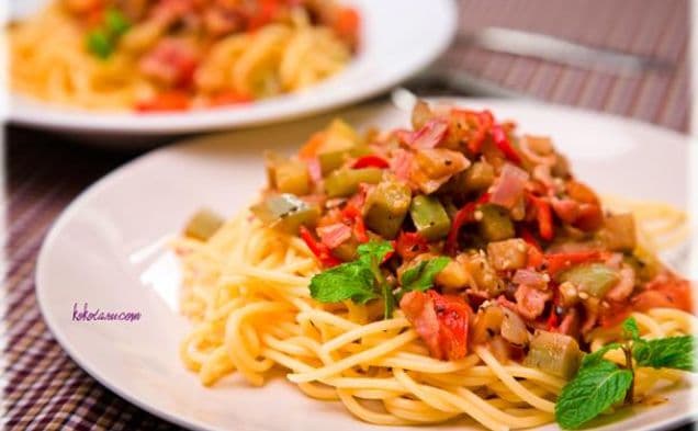 Spicy Eggplant Spaghetti