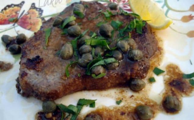 Steak with lemon and capers