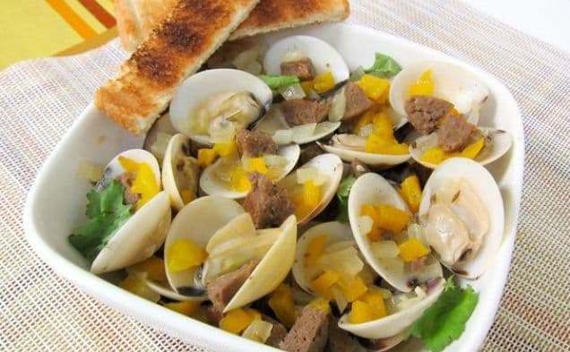 Steamed Clams In Wine and Chorizo