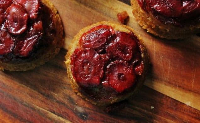 Strawberry Upside Down Cakes with Vanilla Bean